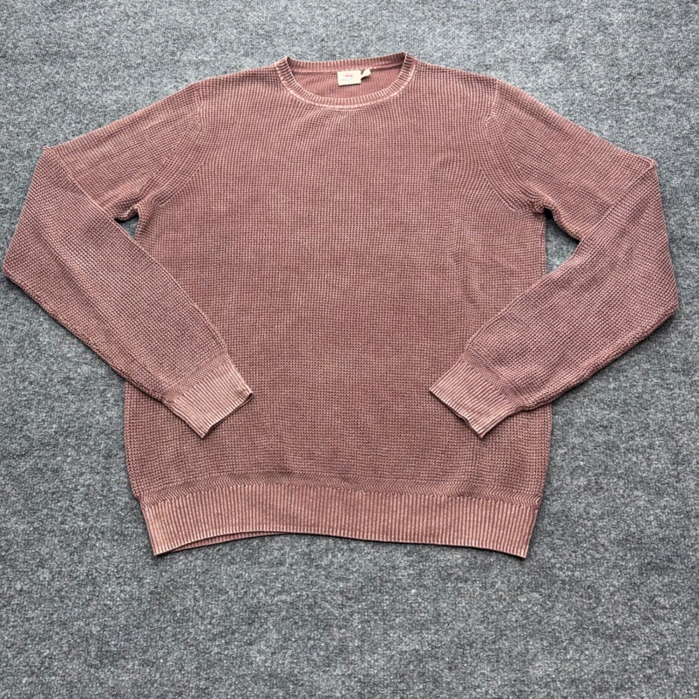Faherty Brand Mens Organic Cotton Waffle Knit Sweater Dusty Rose Medium